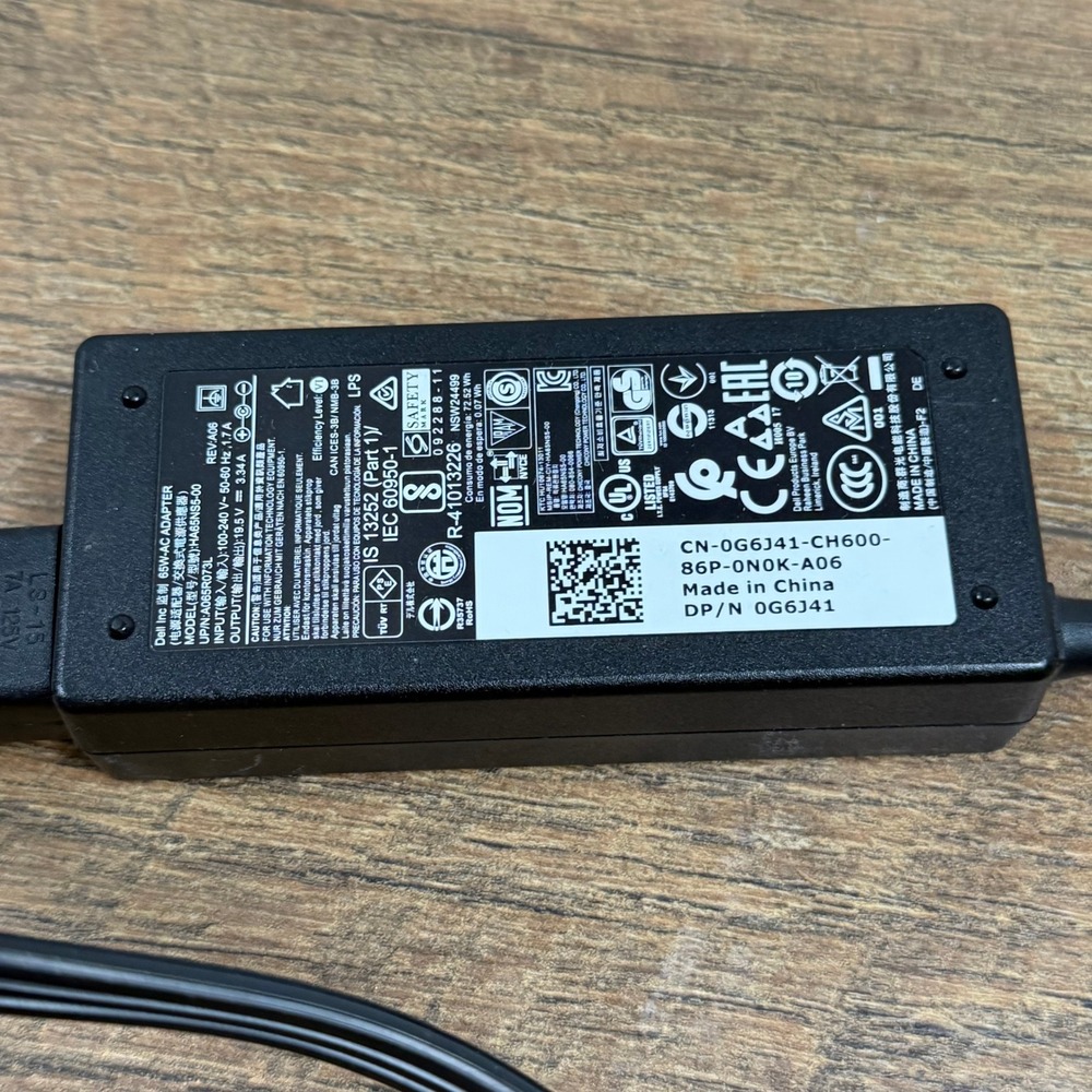 Dell 65W AC Adapter Charger HA65NS5-00‎ 0G6J41 w/ Power Cord